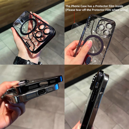 Original Plating Wireless Charging Magsafe Case For iPhone 16 15 14 Magnetic Soft Cases