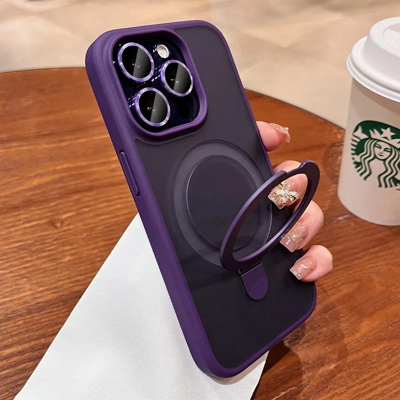 Magsafe Wireless Charging Magnetic Ring Bracket Camera Protection Case For iPhone 16 15 14