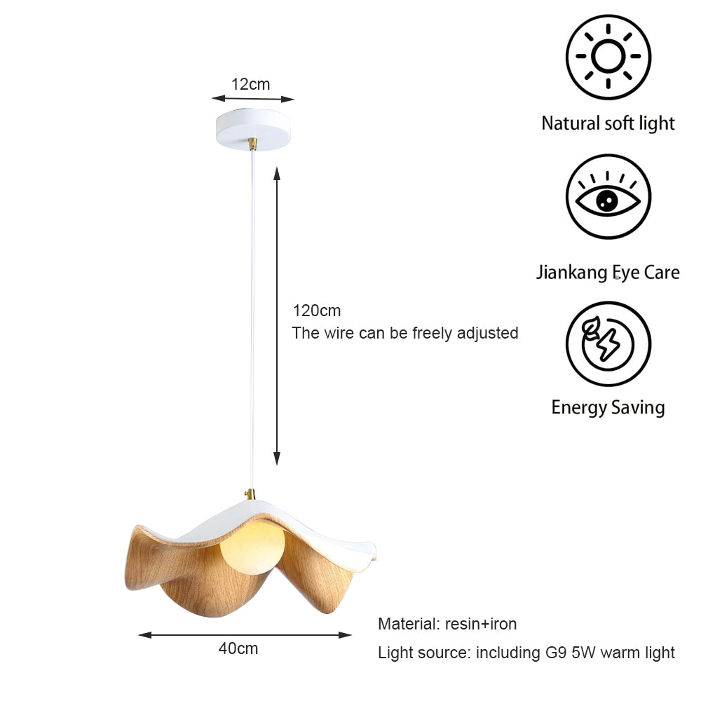 Wabi Sab Lotus Leaf Dining Pendant Light Petal Wood Grain Resin Pendants Lights Colour For Bedroom Dining Room Lighting