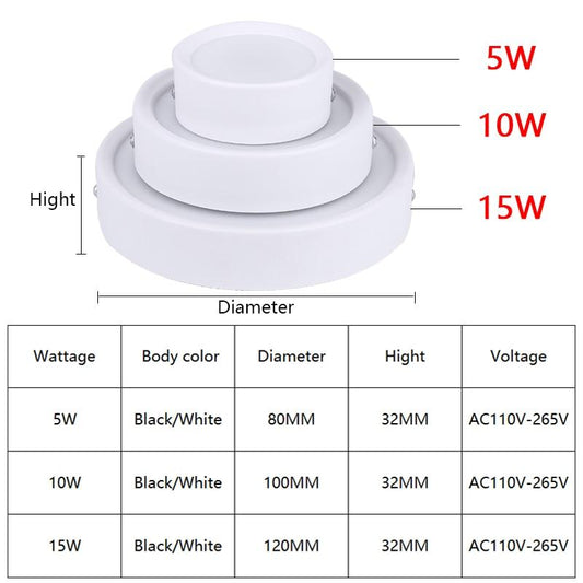 Led Downlights Surface Mounted 5W 10W 15W Down Light Modern Led Spot lights For Living room 110V 220V Spot Led Light Fixture