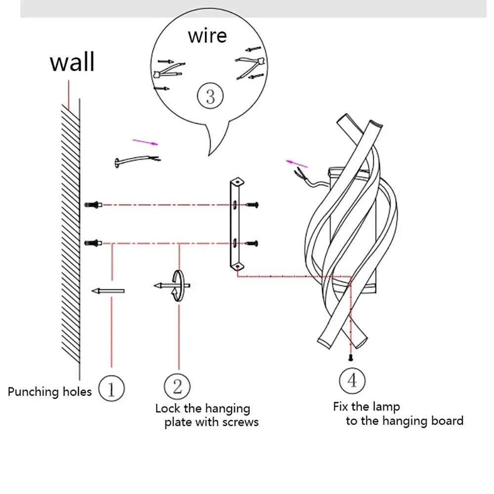 Modern LED Wall Lamp Home Decoration Line Wall Sconce Bedroom Bedside Corridor Backgroud Black White Lighting Lustre