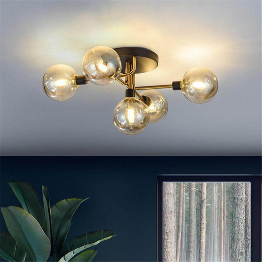Nordic LED Ceiling Lamp 5 Glass Ball LED Blub Indoor Lighting Vintage Bedroom Dining Room Shop Porch Decoration Light Fixture