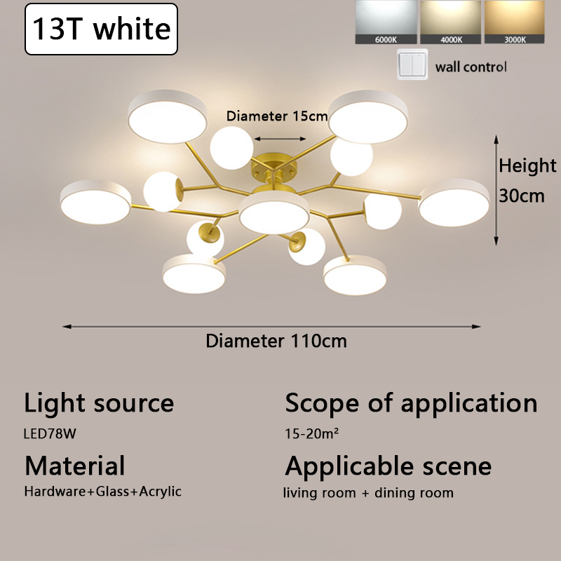 Modern Simple Living Room Lamp Light Luxury Atmosphere Bedroom Ceiling Lamp Personalized Dining Room Light