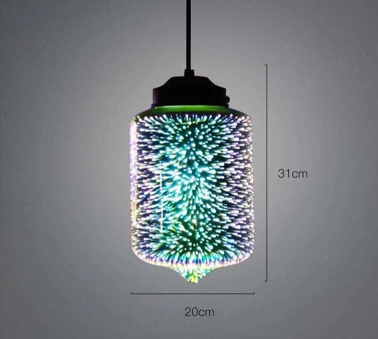 Modern 3D Colorful Nordic Starry Sky Hanging Glass Shade Pendant Lamp Lights E27 LED For Kitchen Restaurant Living Room