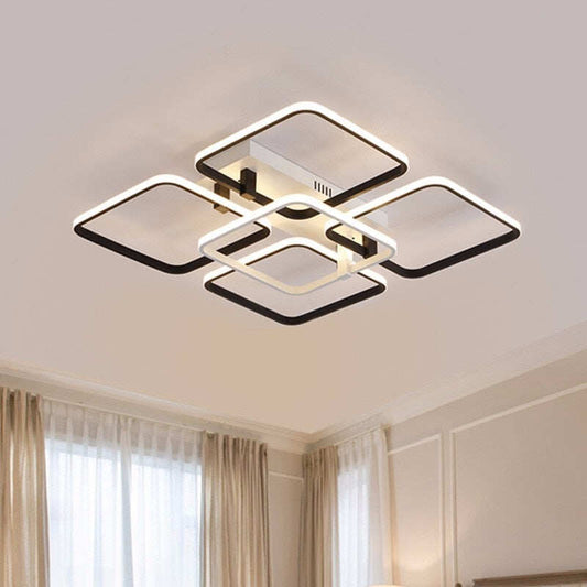 Simple Modern LED Plafon Ceiling Lights For Living Room Indoor Home Decor Bedroom Black Lamp With Remote Control Lustres