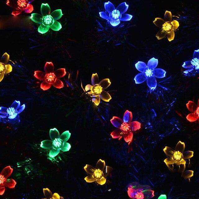 50 LEDS Peach Blossom Flower Solar Lamp 9.5M Power LED String Fairy Lights Solar Garlands Garden Christmas Decor For Outdoor