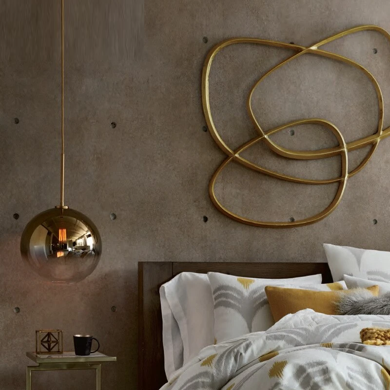 Loft Modern Pendant Light Gradient Silver Gold Glass Pendant Lamp E27 Nordic Hanging Lamp Kitchen Light Fixture