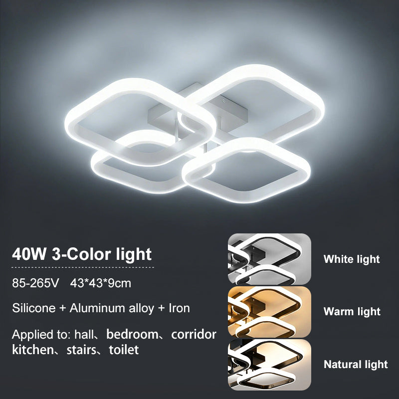 Modern 40W LED Ceiling Light 4 Square Living Room Bedroom Restaurant Hotel Office Study Indoor Home Decorative Lighting Fixture