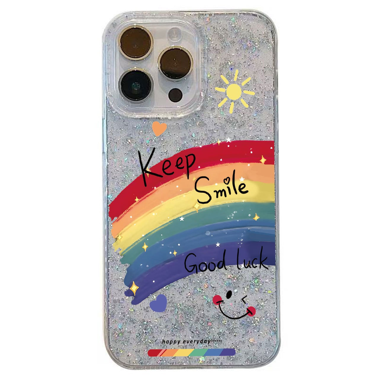Rainbow Glitter Phone Case For iPhone 16 15 14 13 12 11 Pro XS MAX 7 XR 8 7 Plus Clear Cover Fundas