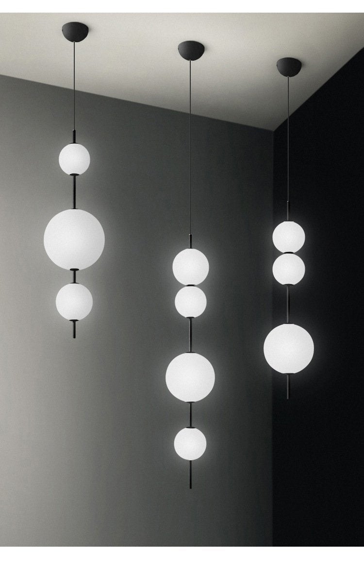 Nordic Simple Modern Restaurant Lamps Personalized Creative Glass LED Large and Small Ball Chandelier