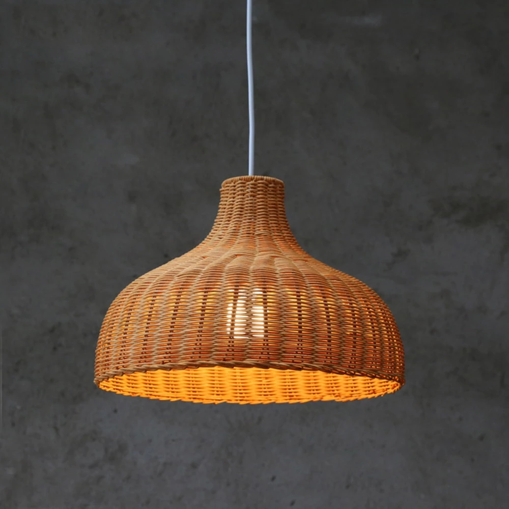 Modern Rattan Pendant Light Handmade Hang Lamp Teahouse Decoration Chinese Lamp Cover E27 Fixture Bar Indoor Lighting Led Lamp