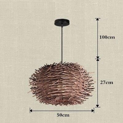 Handmade Bird Nest Pendant Light Wicker Wood Hotel Restaurant Dinning Room Cafe Bar Nordic Rattan lustre Modern Hanging Suspension