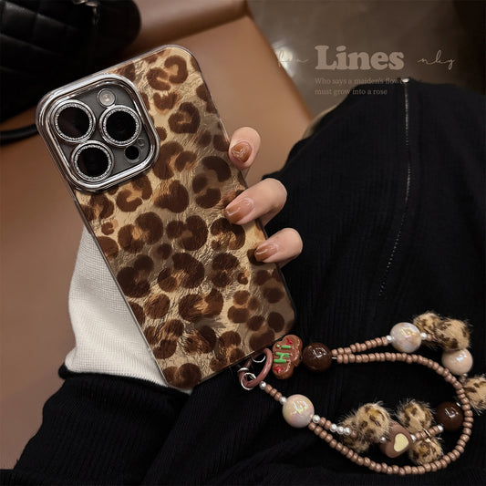 Luxury Bling Glitter Leopard Print with Lanyard Phone Case for IPhone 11 12 13 14 15 17 Pro Max 16 Plus 7 8 X XR XS Back Cover