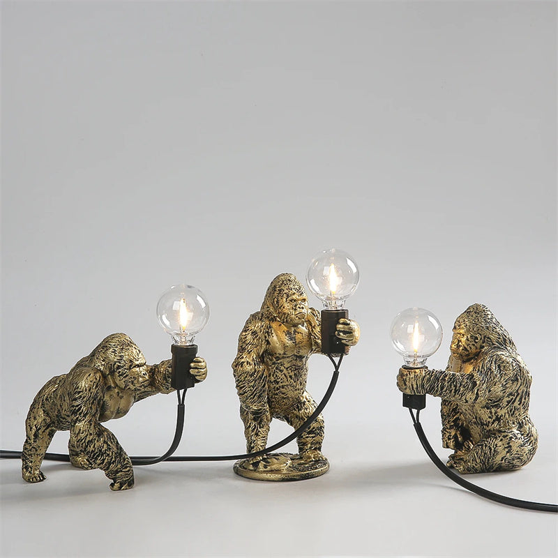 King Kong Gorilla Animal Table Lamp Indoor Resin Decoration Small Night Lamp Creative Crafts Gorilla Table Decor Lamp