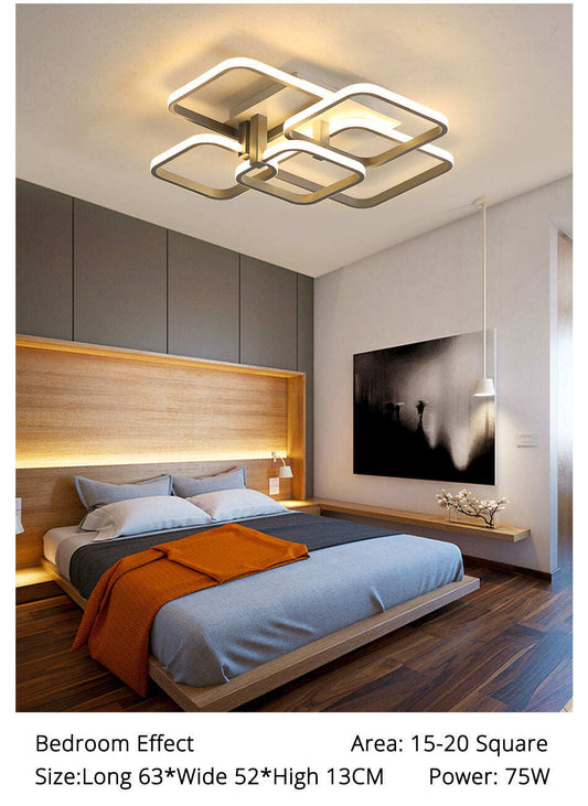 Grey White Rectangle Shape Modern LED Ceiling Lights For Living Room Bed Room Studio Lighting Creative Modern Ceiling Lamp