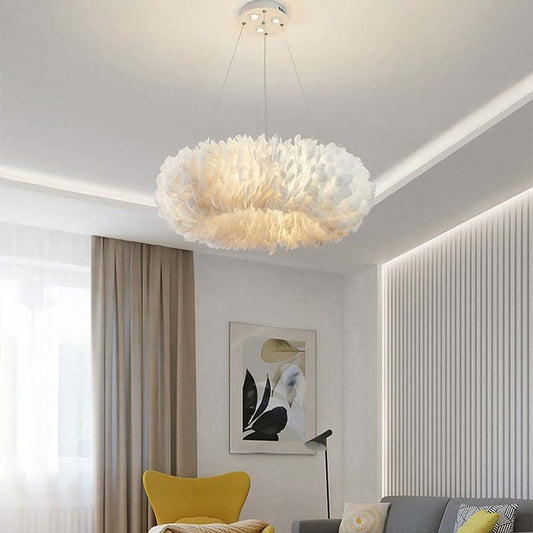 Scandinavian Master Bedroom Light Modern Minimalist Personality Creative Cream Wind Clouds Warm Romantic Feather Chandelier