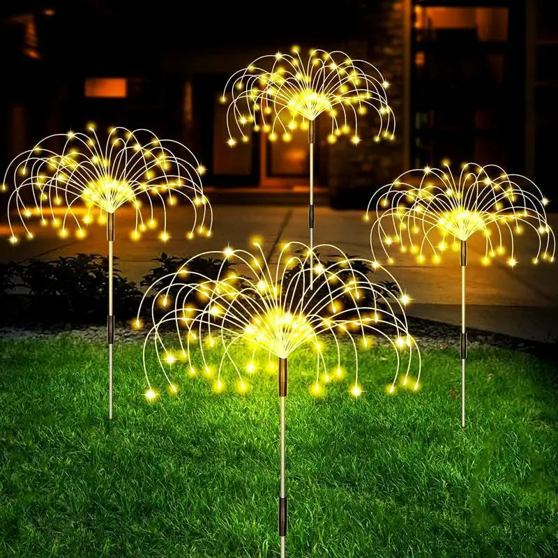 1/2/4/6/8Pcs Solar LED Firework Fairy Light Outdoor Garden Decoration Lawn Pathway Light for Patio Yard Party Christmas Wedding