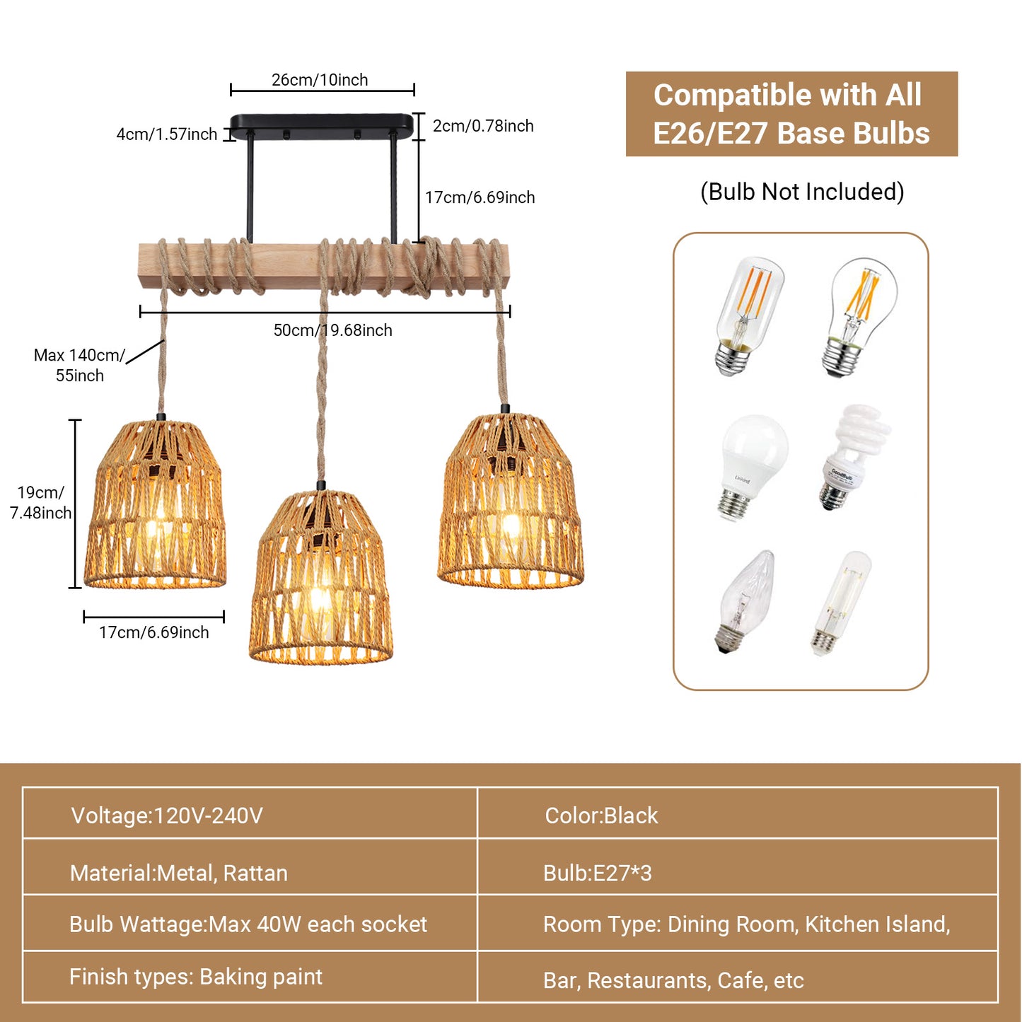 Boho Ceiling Lights Rattan Chandelier Light Hand Woven Flush Mount Hanging Lamp Pendant