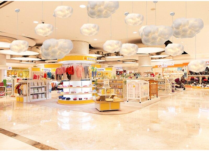 Floating white clouds chandelier silk cloud lights hotel lobby art bedroom decoration designer creative engineering lamps