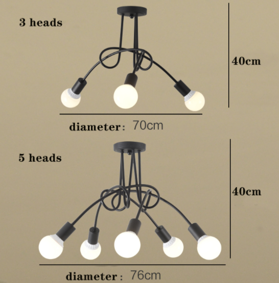 Industrial Style Bedroom Living Room Simple Study Dining Room Lamp Shop Cafe Loft Creative personality LED ceiling lamp