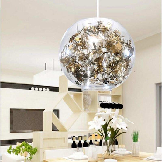 Nordic Glass Ball Flower Pendant Light LED E27 With 4 Colors Loft Modern Hanging Lamp For Living Room Bedroom Kitchen Restaurant