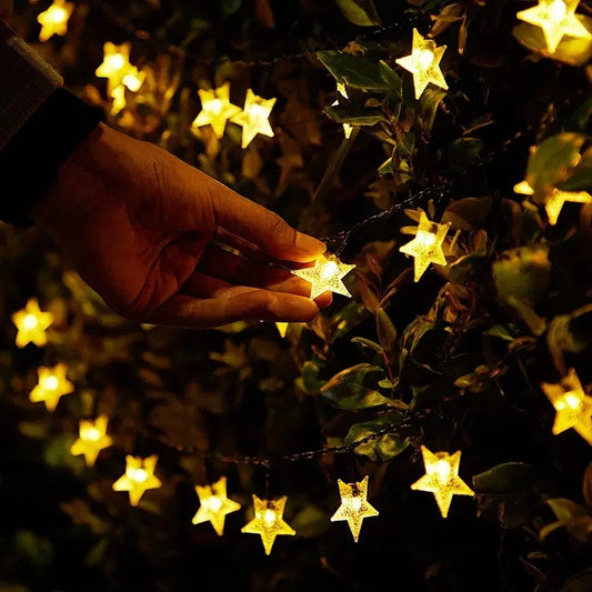 LED Solar Star String Lights Outdoor Waterproof Solar Powered Fairy Lights for Patio Garden Yard Porch Christmas Wedding Decor