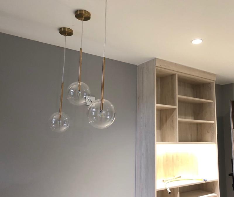 Clear Glass Ball Kitchen Modern Pendant Light Chandeliers Loft Bedside Dining Room Modern Hanging Ceiling Lamp LED Lustre