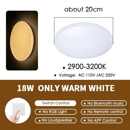 LED Music Ceiling Light RGB Bluetooth Speaker Lamp Home Party Bedroom 36W 40W Remote Dimmable APP Smart Colorful Lighting