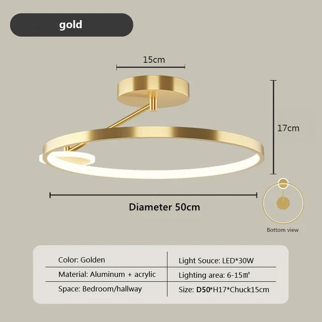 New Design LED Ceiling Lamp Intelligent Remote Control Living Dining Bedroom Circular Chandelier Corridor Indoor Lighting Decor