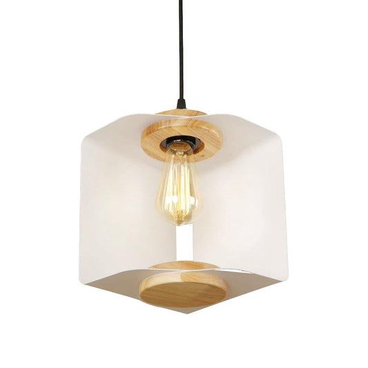 Country Retro Square Iron Pendant Light LED E27 Modern Industrial Hanging Lamp With 4 Colors For Cottage Parlor Bedroom Shop Bar