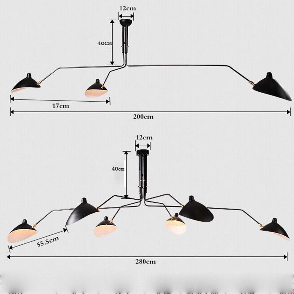 Retro Serge Mouille Pendant Lights Nordic Industrial Simple LED Spider adjustable Lamp Living Bedroom Luminaire Industrial Lamp