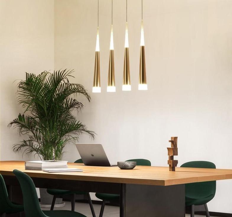 Gold Color Modern Led Pendant Hanging Lights Stair Lightfor Living Room Dining Room Lighting 4/6/9/12/16/25 Heads