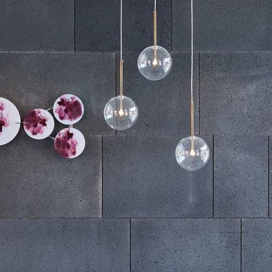 Clear Glass Ball Kitchen Modern Pendant Light Chandeliers Loft Bedside Dining Room Modern Hanging Ceiling Lamp LED Lustre