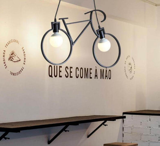 Modern Bicycle Decor LED Pendant Lights For Living Room Kitchen Coffee Lustre Pendente Hanging Lamp Nordic Vintage Light