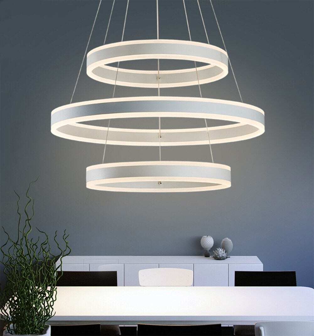Nordic Ring Pendant Lamp Restaurant Bar Lighting LED Circle Hanging Lamp Stepless Dimming Steel Wire Fashion Simple Light