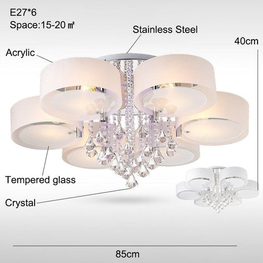 Modern Crystal Ceiling Lights Living Fashionable Design Light Dining Changeable Led Ceiling Lamp Bedroom White Shade Acrylic