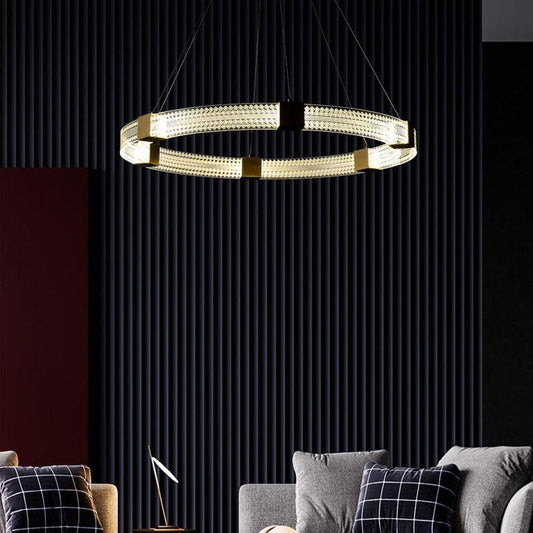 Light Luxury All Copper Living Room Chandelier Modern Simple Ring Shape