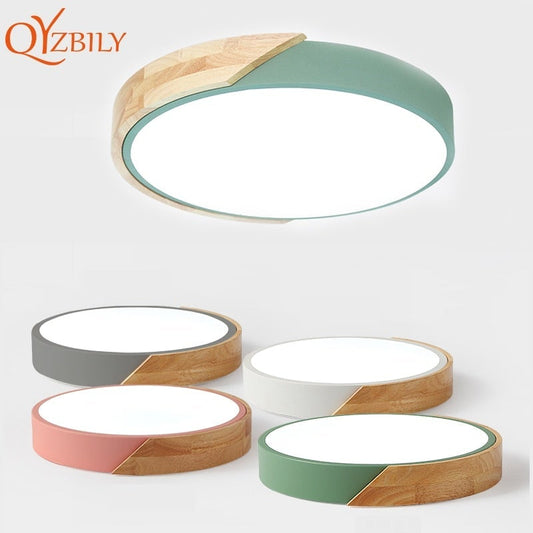 LED Ceiling Lights Ultra Thin Modern Ceiling Lamp Nordic Dimmable Wood Livingroom Bedroom Round Light Fixture Surface Mounted