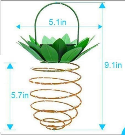 Solar Garden Lights Pineapple Shape Outdoor Solar Hanging Light Waterproof Wall Lamp Fairy Night Lights Iron Wire Art Home Decor