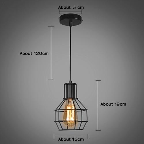 Modern Pendant Light Black Iron Hanging Cage Vintage Led Lamp E27 Industrial Loft Retro Dining Room Restaurant Bar Counter