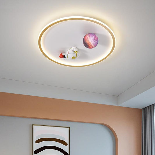 New Creative Astronaut Ceiling Lamp Children's Room Cartoon Moon Planet Bedroom Study Round Nordic Lamps