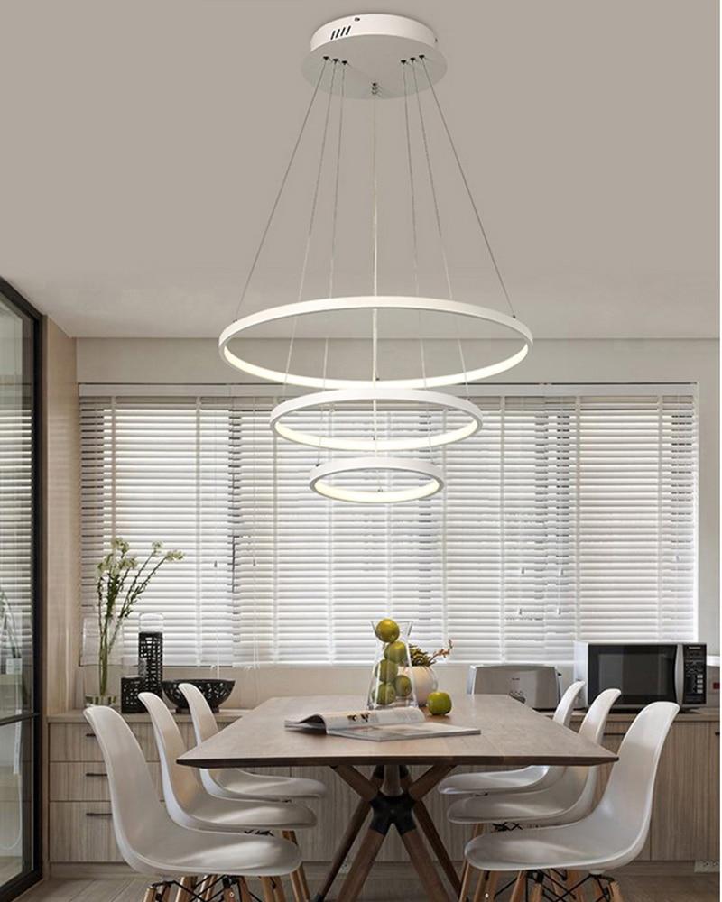 Aluminum Circle Rings Modern LED Chandelier lighting White&Black&Gold Lustre Living Kitchen Dining room nordic lamp luminarias