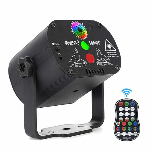 Party Laser Lights with 3 Lens LED Projector Stage Light by Sound Activated Remote Control for DJ Disco Strobe Lighting