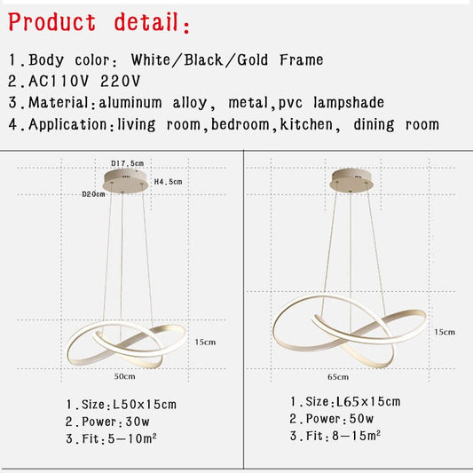 Hanging Lamp Moedern Led Pendant Light For Living Room Bedroom Dining Room Kitchen Lustres White&Black&Gold Pendant Lamp Fixture