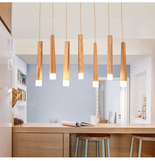 Led Pendant Lamp Matchstick Pendant Lamp Wooden Light Creative Pendant Lamp Bar Saloon Restaurant Home Modern Solid Wood Lamp