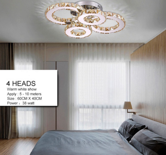 Surface K9 Crystal Modern LED Ceiling Light For Living Room Bedroom Lamp Fixture Luxury 8 Rings Dining Restaurant Plafon