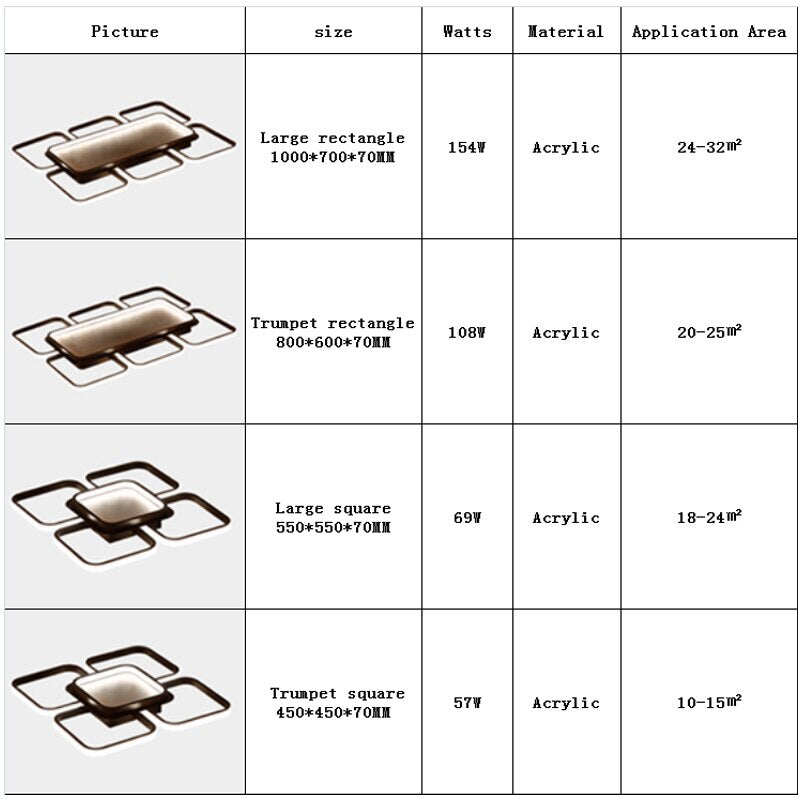 Square Modern Ceiling Lights Led For Living Room Bedroom White And Coffee Color Home Led Ceiling Lamp Luminaires