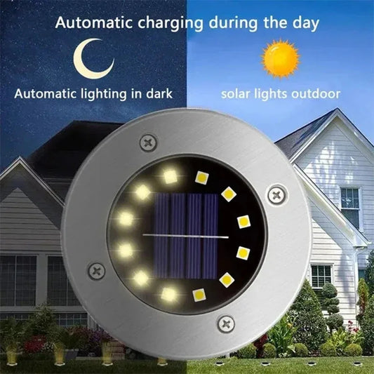 IP65 4 8 12 16LED Solar Underground Lights Stainless Steel Solar Buried Floor Light Outdoor Garden Path Ground Lights