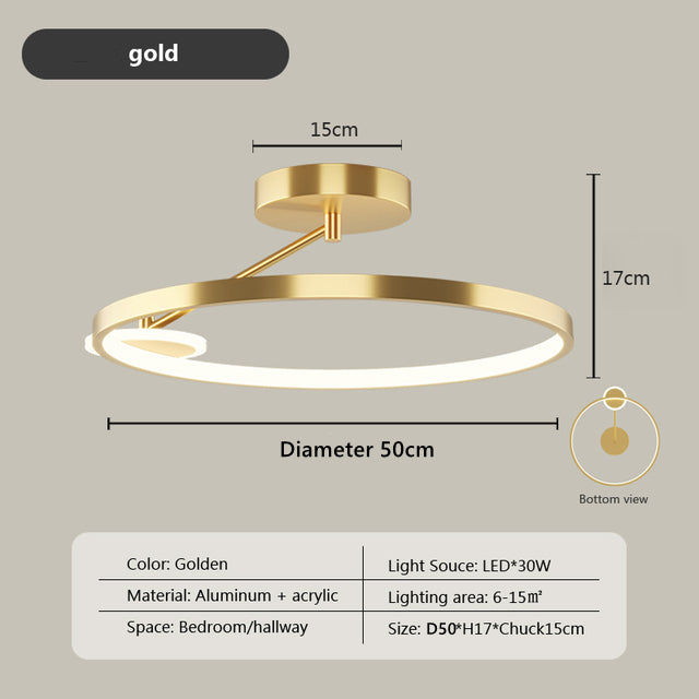 New Bedroom LED Ceiling Lamp Intelligent Remote Control Personality Circular Design Aisle Corridor Indoor Lighting