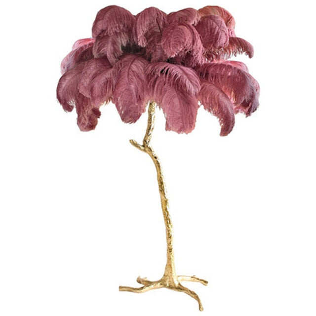 Nordic Ostrich Feather Floor Lamp Stand Light Copper Modern Interior Lighting Decor Home Floor Lights Luminaria Ostrich Feather